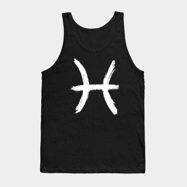 Pisces Zodiac Sign Symbol Tank Top by badlydrawnbabe